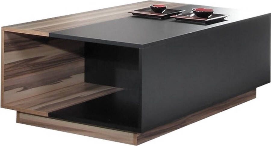 Maxi Huis Monsun 14 rechthoekige salontafel moderne salontafel voor in de woonkamer kleur zwart houtdecor 120 cm x 70 cm hoogte 43 cm