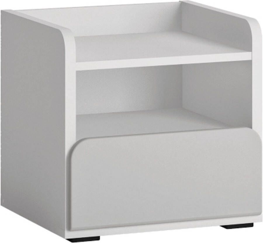 Maxi Huis Nachtkastje Albi 42 cm Alpine wit Grijze eikel