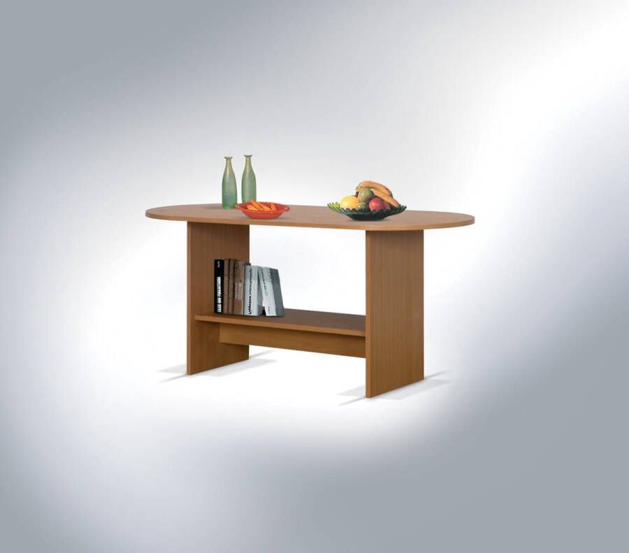 Maxi Huis Ovale salontafel houtdecor beukenkleur 123 cm x 60 cm klassieke salontafel