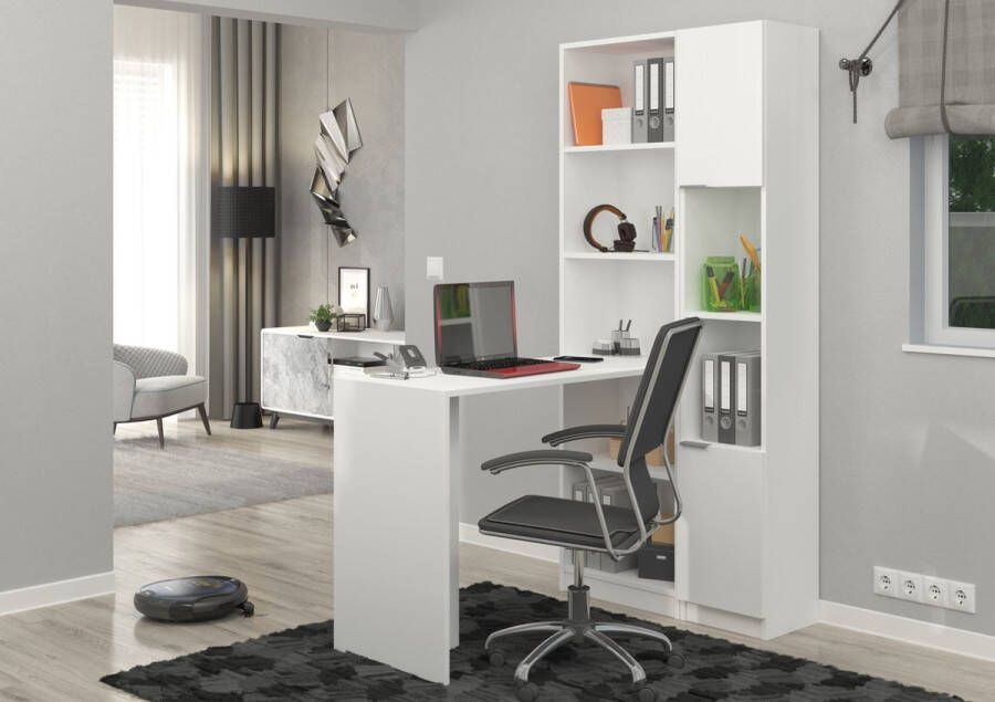 Maxi Huis Paul 2 Bureau Boekenkast Planken Wit 125 cm