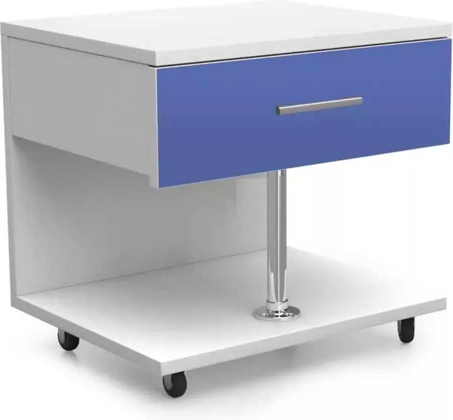 Maxi Huis Raj nachtkastje met wielen wit blauw