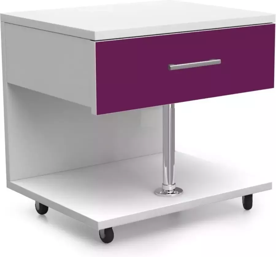 Maxi Huis Raj nachtkastje met wielen wit viola