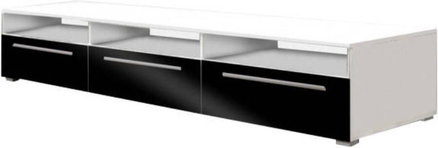 Maxi Huis ROMA tv-meubel tv-kast wit + zwart hoogglans breedte 150 cm moderne kast met planken. Korting