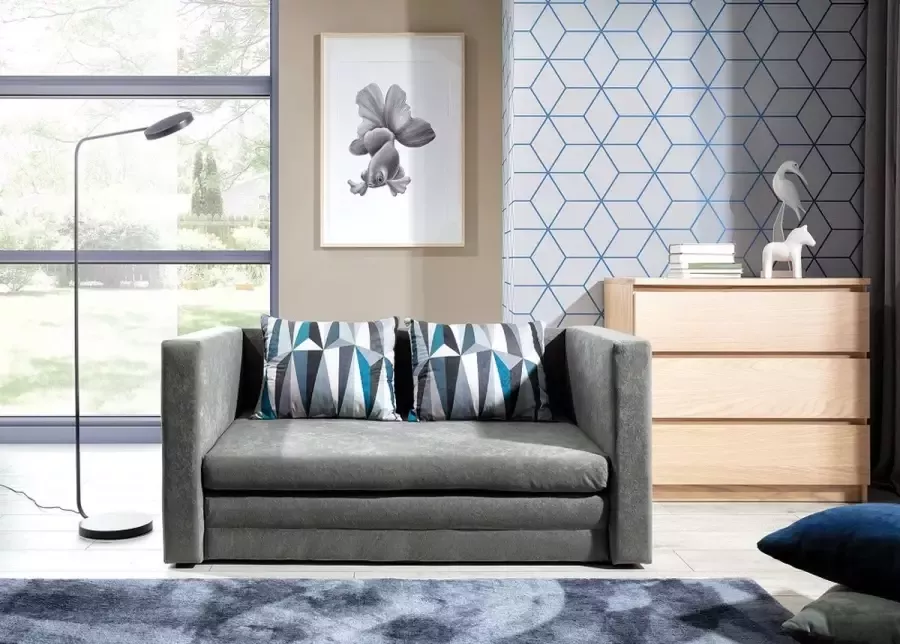 Maxi Huis Slaapbank Neva 2-zitsbank sofa met slaapfunctie en opbergruimte grijs 132 cm