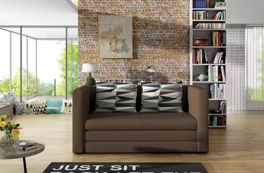 Maxi Huis Slaapbank Neva 2-zitsbank sofa met slaapfunctie en opbergruimte bruin 132 cm