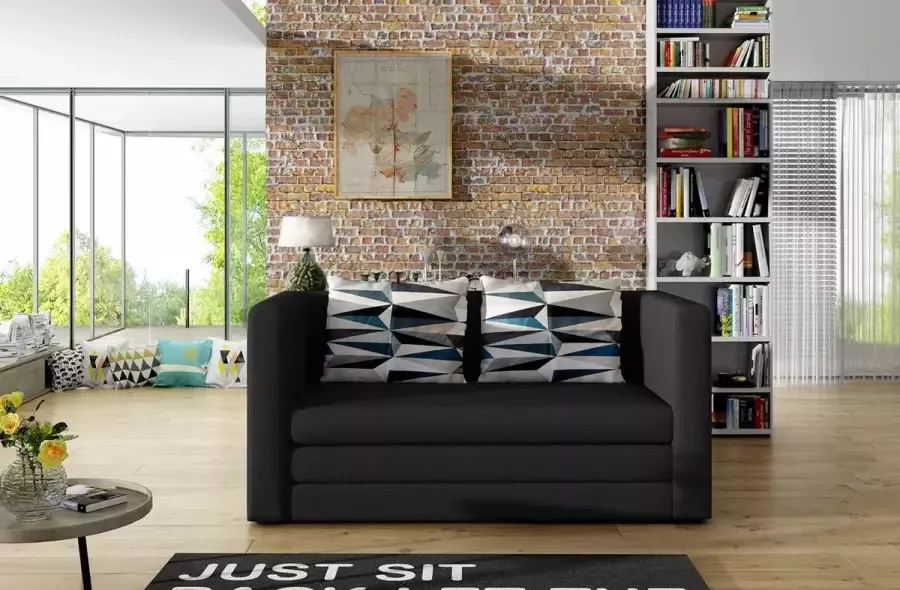 Maxi Huis Slaapbank Neva 2-zitsbank sofa met slaapfunctie en opbergruimte zwart 132 cm