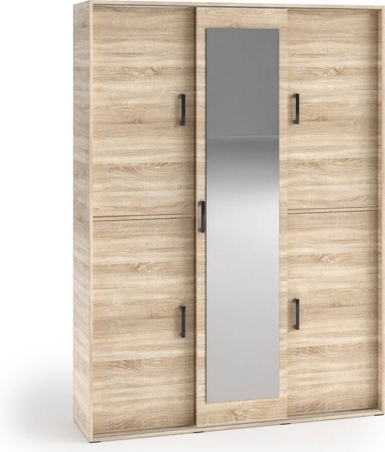 Maxi Maja Stijlvolle kledingkast met spiegel Planken en ruimte om kleding op te hangen 150 cm Sonoma kledingkast