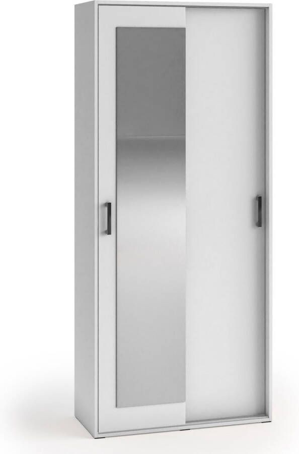 Maxi Maja Stijlvolle kledingkast met spiegel Planken en ruimte om kleding op te hangen 90 cm Kleur wit