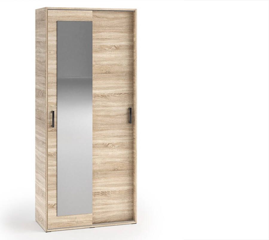 Maxi Maja Stijlvolle kledingkast met spiegel Planken en ruimte om kleding op te hangen 90 cm kleur Sonoma