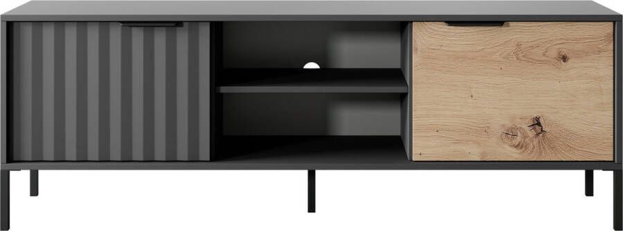 Maxi Huis TV-meubel 153 RAVE Planken Soft close Zwart + Ambachtelijk eiken 153 cm