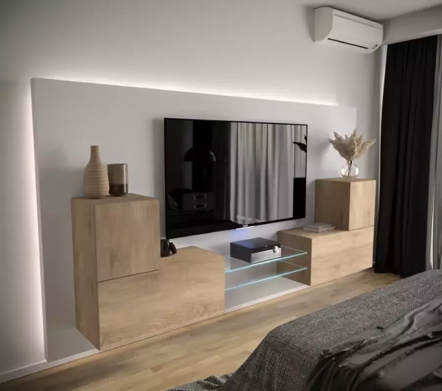 Maxi Maja Tv Meubel AN96NEW-21S-M5-1A Led Sonoma 226 cm