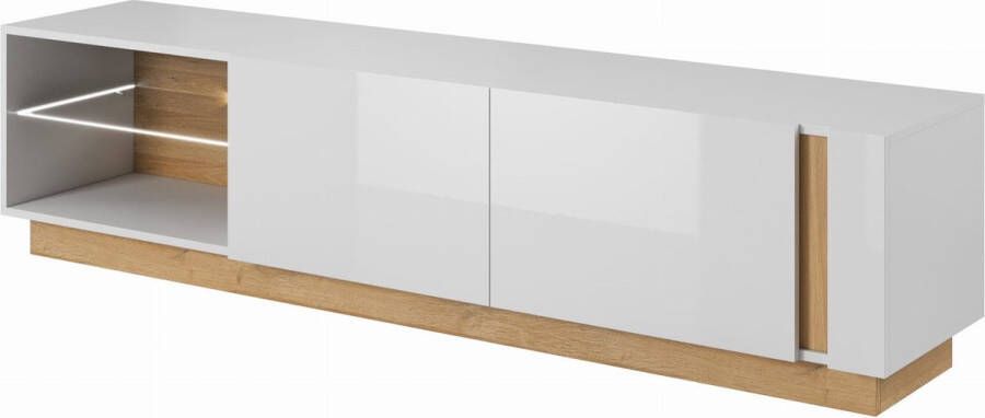Maxi Huis TV meubel Arco 187 TV kast voor de woonkamer modern wit hoogglans + hout LED breedte 187 5 cm