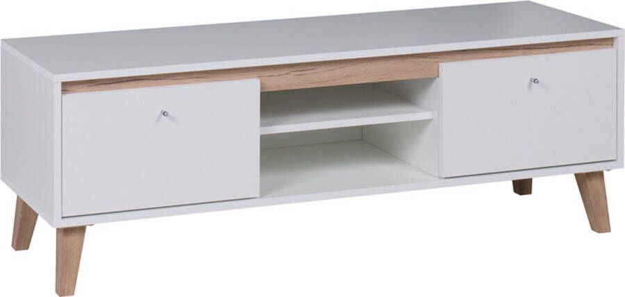 Maxi Huis TV meubel Oviedo Planken lade Wit Sam Remo 135 cm
