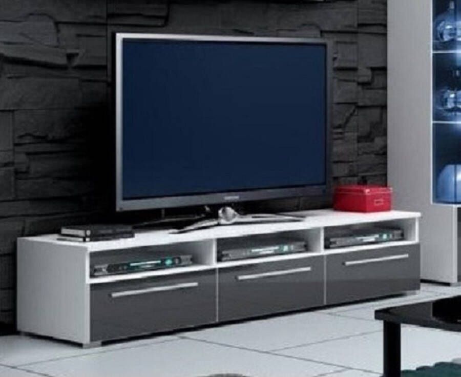 Maxi Huis TV meubel ROMA TV meubel wit + grijs hoogglans breedte 150 cm moderne kast met lades