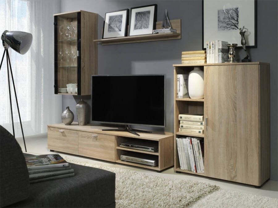 Maxi Huis TV meubel Wandmeubel Dino 4 elementen 250 cm laagste prijs sonoma kleur