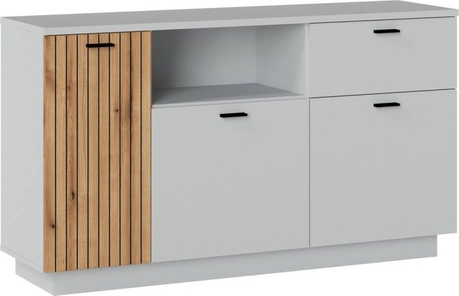 Maxi Maja VERO K02 ladekast voor de woonkamer slaapkamer lade planken deur. Breedte 145 2 cm Grijs eiken