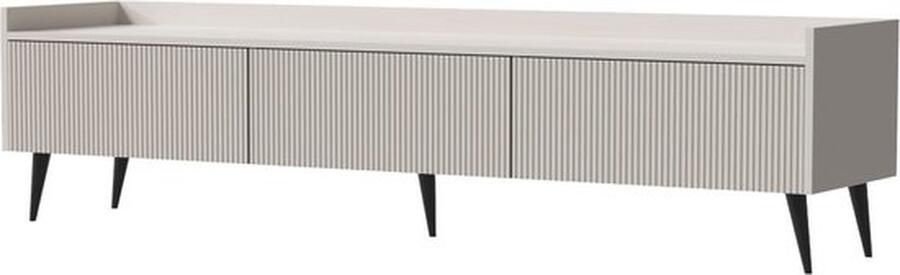 Maxi Maja Ademo TV-meubel modern TV-meubel 180 cm 3 kasten kasjmierkleur met gegroefde fronten