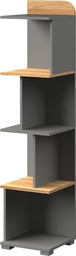 Maxi Maja Boekenkast met planken ABS rand 35 cm Nash Oak Brilliant White Grafiet