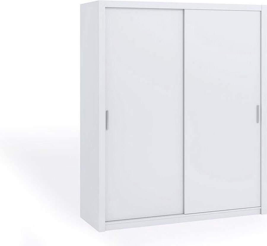 Maxi Maja Bono 180 kledingkast schuifkast met planken en hangers 2 deuren wit 215 cm hoog