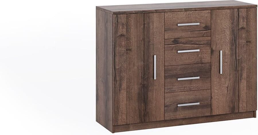 Maxi Maja BONO K2D4SZ ladekast 4 laden planken 2 x deuren ruime kast breedte 120 cm ergonomisch universele ladekast voor de woonkamer slaapkamer kloostereik monastery eik