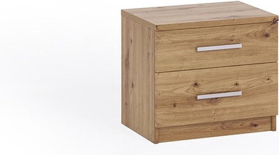 Maxi Maja Bono nachtkastje kast met twee lades 1 stuk bruin artisan eik 50 x 45 cm voor de slaapkamer