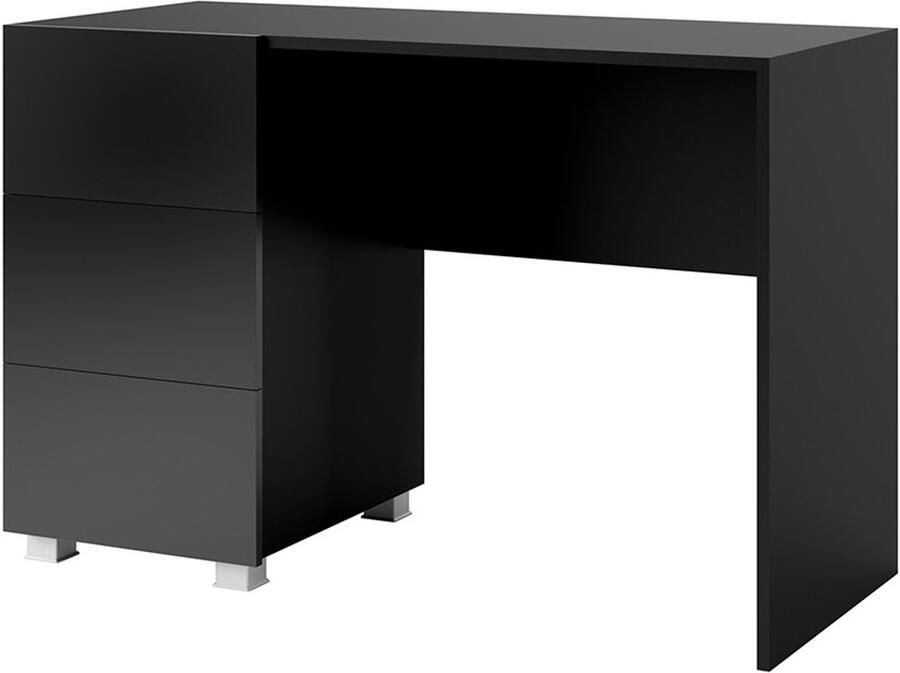 Maxi Maja Bureau Calabrini bureau met 3 lades 110 cm glanzend zwart push-to-open systeem