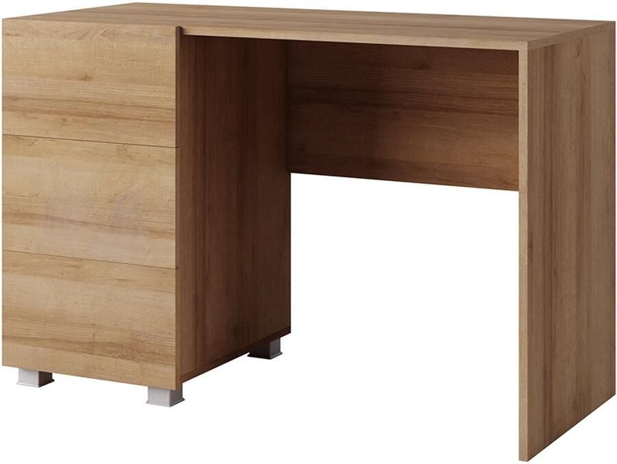Maxi Maja Bureau Calabrini bureau met 3 lades 110 cm gouden eik zonder handgrepen