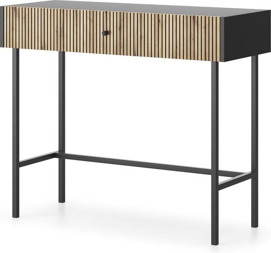 Maxi Maja Bureau Kaptafel 1 stuk mat zwart met metalen poten en push to open systeem 93 cm hoog
