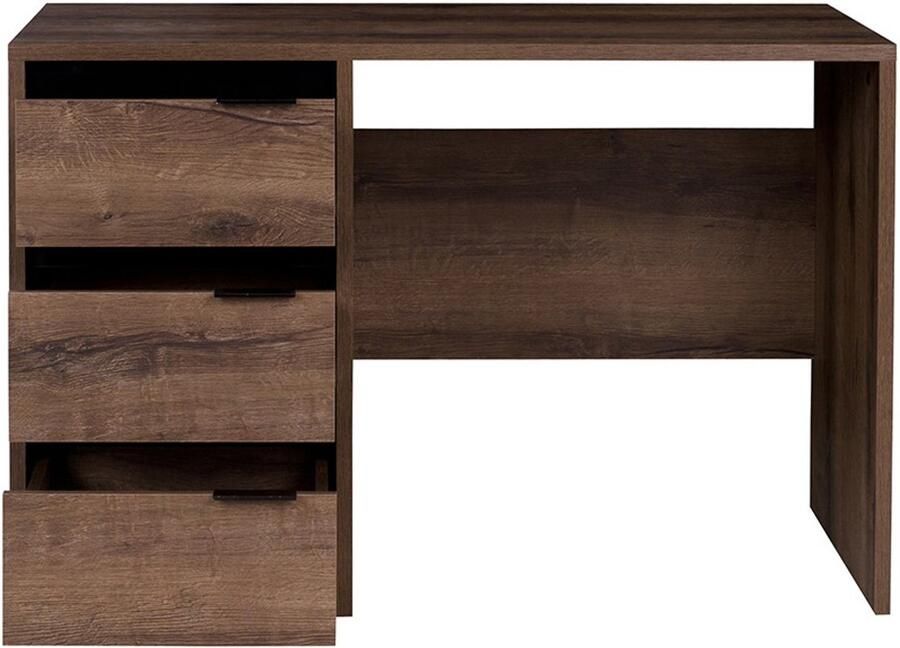 Maxi Maja Denver Bureau met lades 120 cm 3 lades Klooster Eiken en zwarte glans