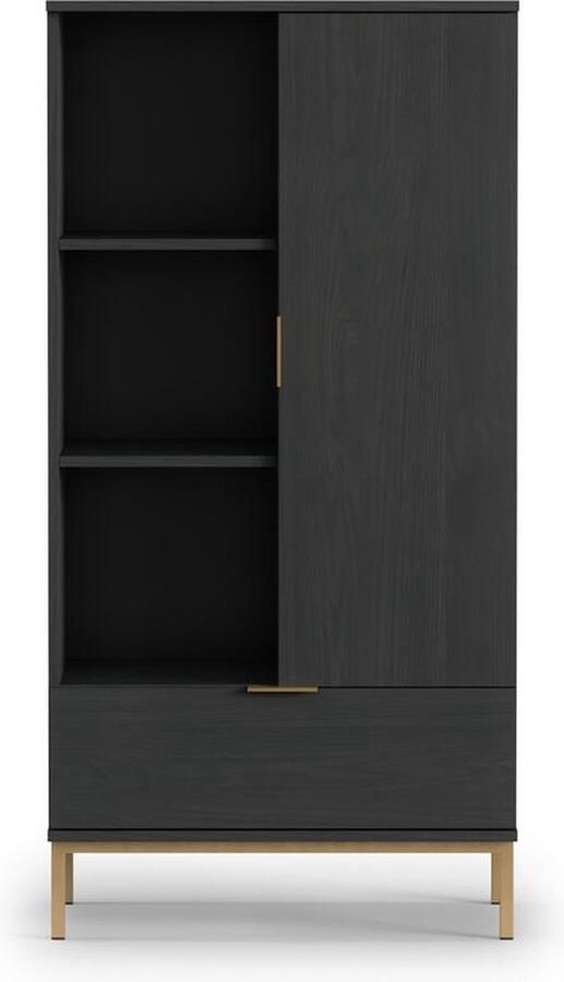 Maxi Maja Dressoir Pula R70 Commode 70 cm Zwarte Portland-as Met lade Hoge metalen poten