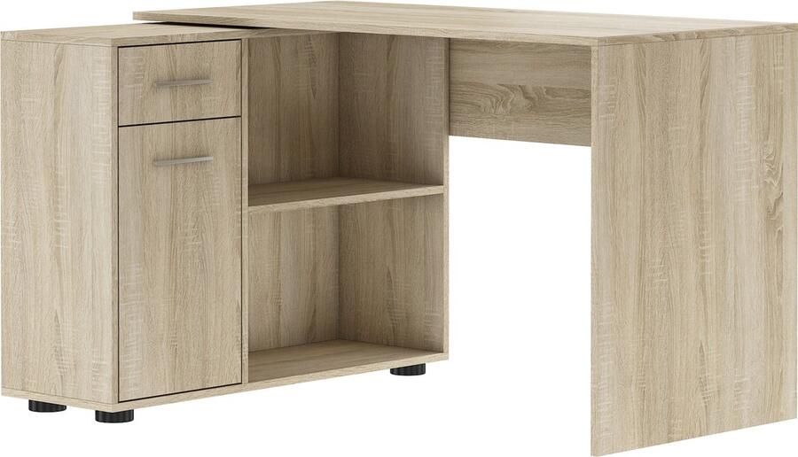 Maxi Maja HOEKBUREAU 120 x 91 5 cm computerbureau ERGONOMISCH Compact PRAKTISCH wit en grijs Saulo