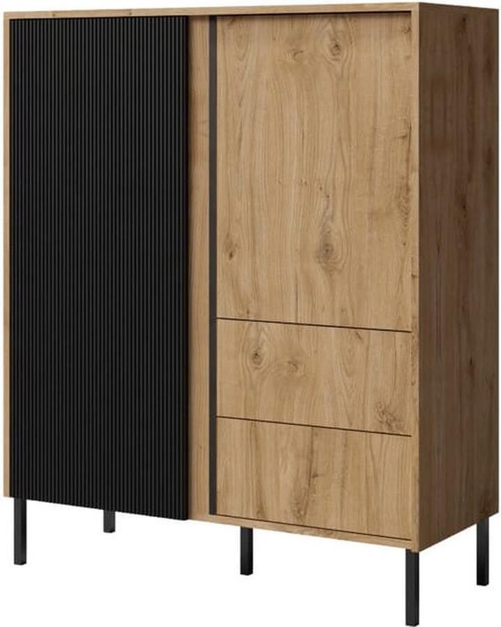 Maxi Maja Hoge ladekast MIA ladekast 2 lades 100 cm eeuwige eik en zwart