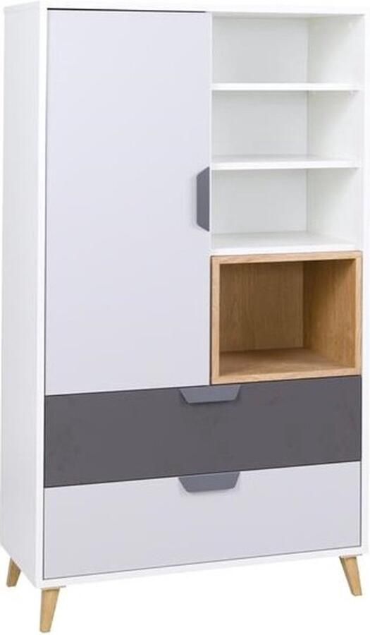 Maxi Maja Joker's boekenkast 80 cm 2 lades wit grijs lefkas eik