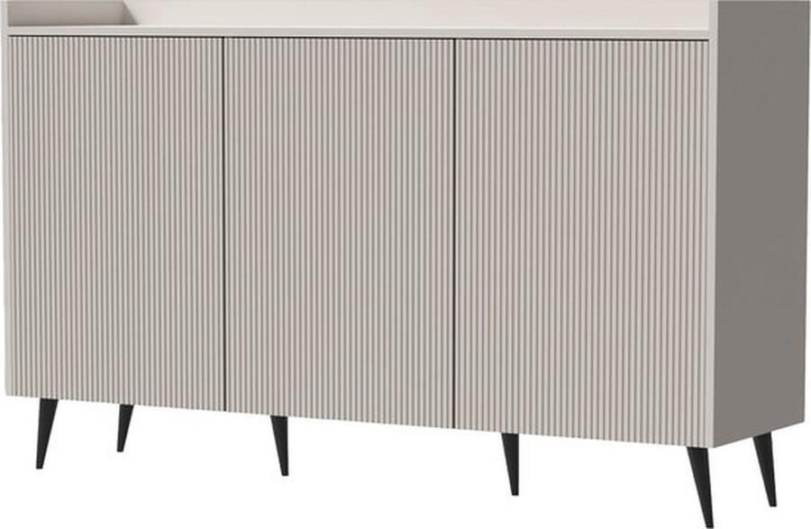 Maxi Maja Ladekast Ademo moderne ladekast 150 cm 3 kasten kasjmierkleur met gecanneleerde fronten