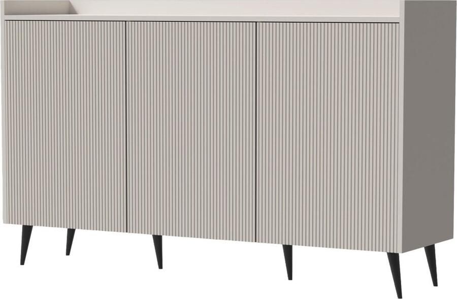 Maxi Maja Ladekast met planken Moderne ladekast 150 cm Ladekast met gecanneleerde fronten kasjmier