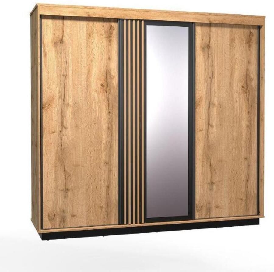 Maxi Maja Lamelo 3-deurs kledingkast met spiegel Kledingkast 240 cm Kledingkast met planken Slaapkamerkast