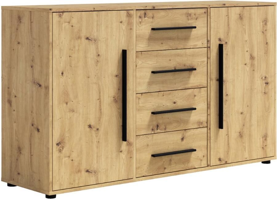 Maxi Maja Maxione ladekast breedte 150 cm 3 laden 2 deuren legplanken bruin artisanale eik ergonomisch jeugdmeubels woonkamer meubels dressoir