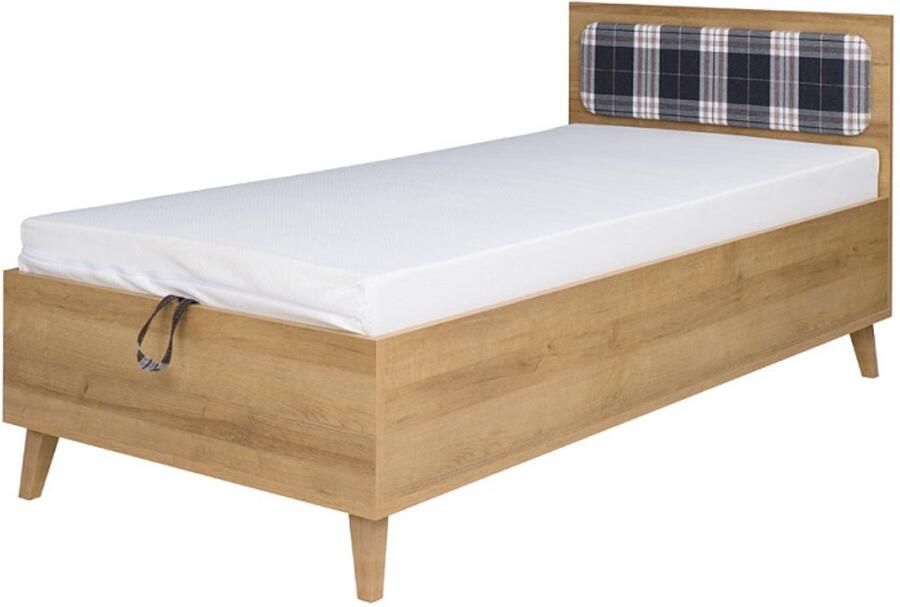 Maxi Maja Memone Eenpersoonsbed 90 x 200 cm Houten frame Wit en grafiet met gouden eik 1 stuk