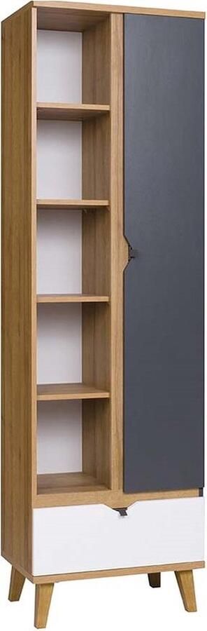 Maxi Huis Memone R1D1SZ boekenkast moderne jeugdkamer meubels 1 lade gelamineerd karton 60x200x40 cm