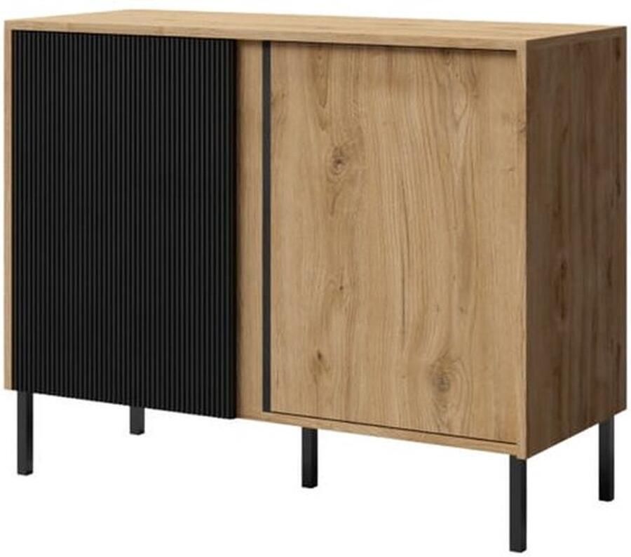 Maxi Maja MIA 4 ladekast lage ladekast 100 cm 1 stuk eeuwige eik en zwart