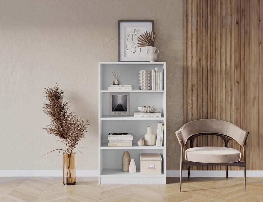 Maxi Maja Moderne Boekenkast voor de woonkamer Wit Boekenkast met planken Boekenkast 80 cm