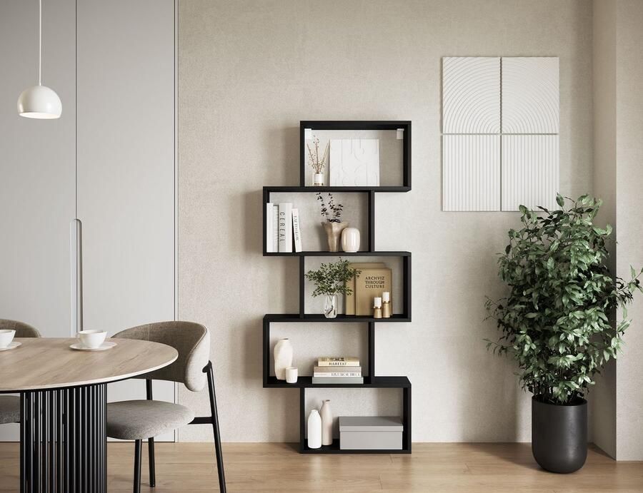 Maxi Maja Moderne Boekenkast voor de woonkamer Zwart Boekenkast met planken Boekenkast 80 cm