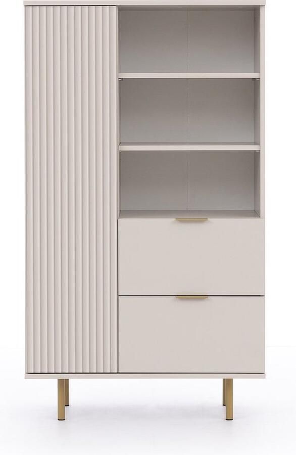 Maxi Maja Nubia boekenkast met planken en lades 80 x 41 cm kasjmier kleur moderne stijl