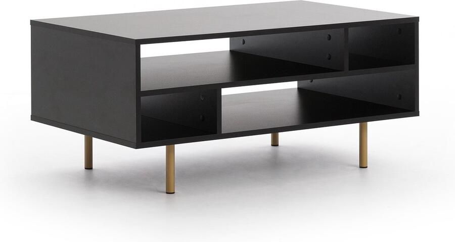 Maxi Maja Nubia Salontafel met plank hoge poten 100 x 60 cm hoogte 45 cm zwart kleur