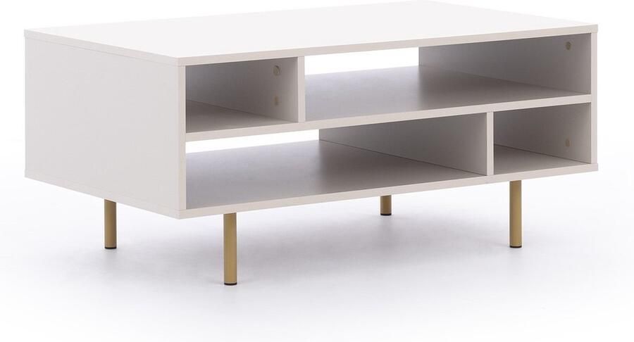 Maxi Maja Nubia Salontafel met planken hoge poten 100 x 60 cm hoogte 45 cm kleur kasjmier beige