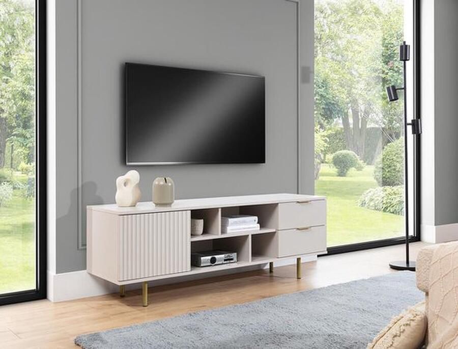 Maxi Maja Nubia TV-meubel 150 cm 2 lades kasjmier kleur met hoge poten