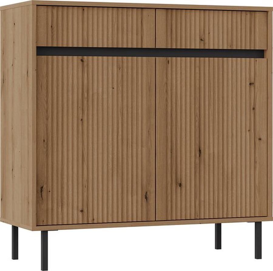 Maxi Maja Osaka ladekast 2 laden en 2 kasten 100 cm eiken kleur met metalen poten