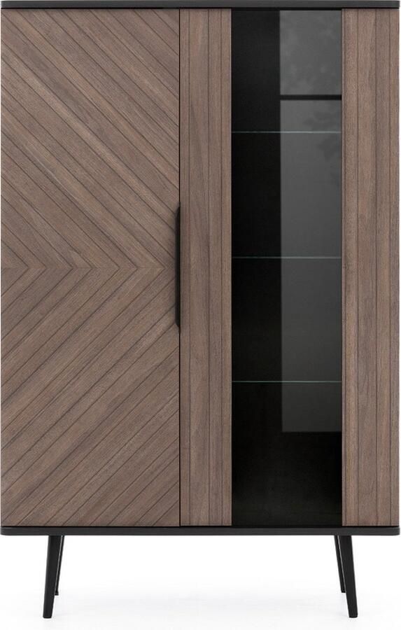 Maxi Maja Pinelli WIT2D vitrinekast vitrine cabinet met glas 2 deuren metalen poten glazen planken (BxHxD) 90x140x41 cm