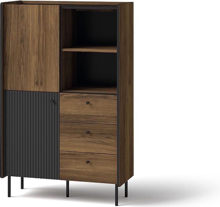 Maxi Maja Prestigo P4 staand dressoir grote ladekast breedte 88 cm planken lades opengaande fronten hoge poten woonkamermeubel eetkamermeubel