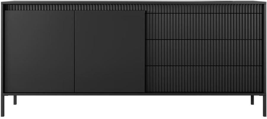 Maxi Maja SENSO 2D3S ladekast 2 deuren en 3 laden 1 stuk zwart met metalen poten en ruime planken